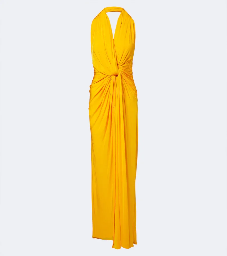 Draped halterneck jersey gown