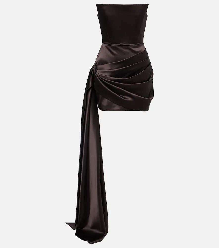 Draped satin bustier dress