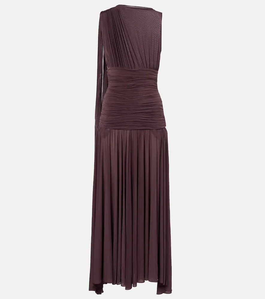 Draped sheer midi dress