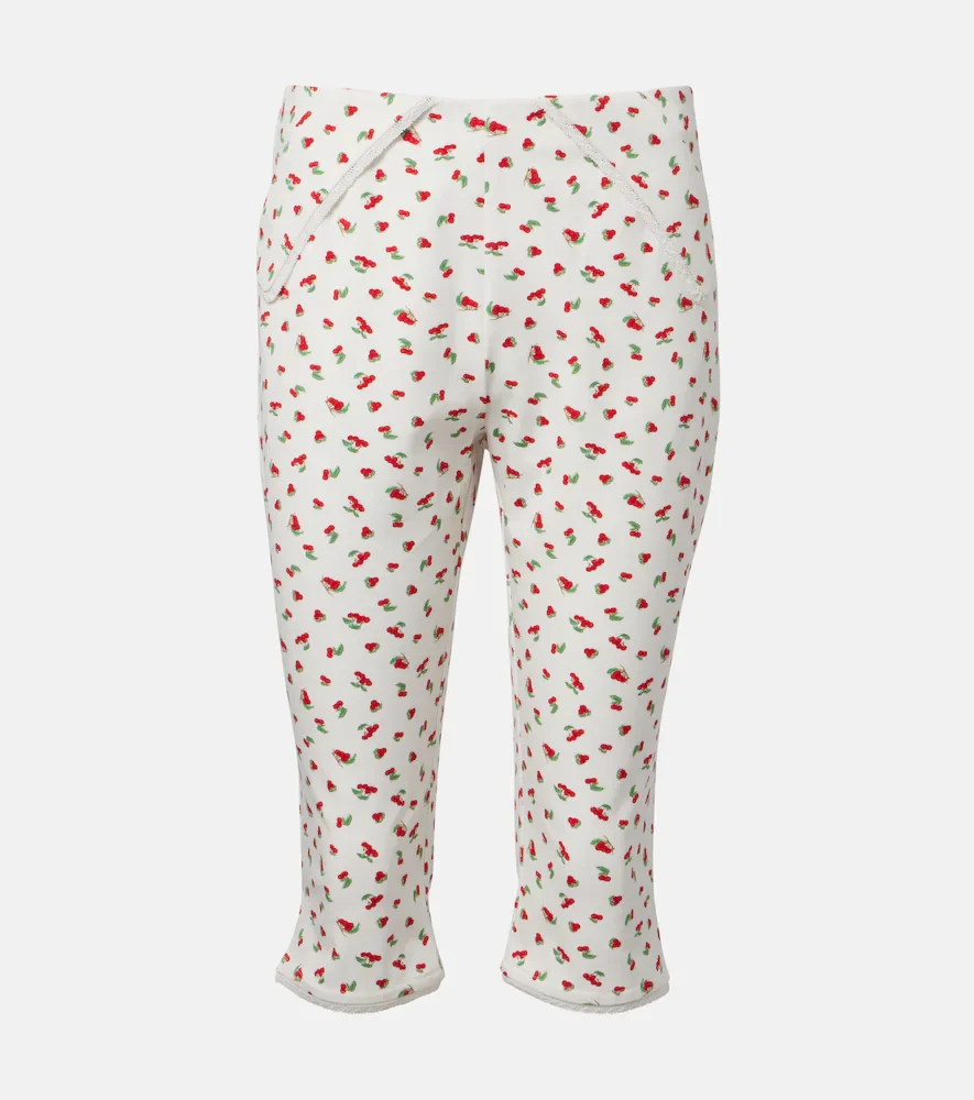 Ebony printed cotton-blend capri pants