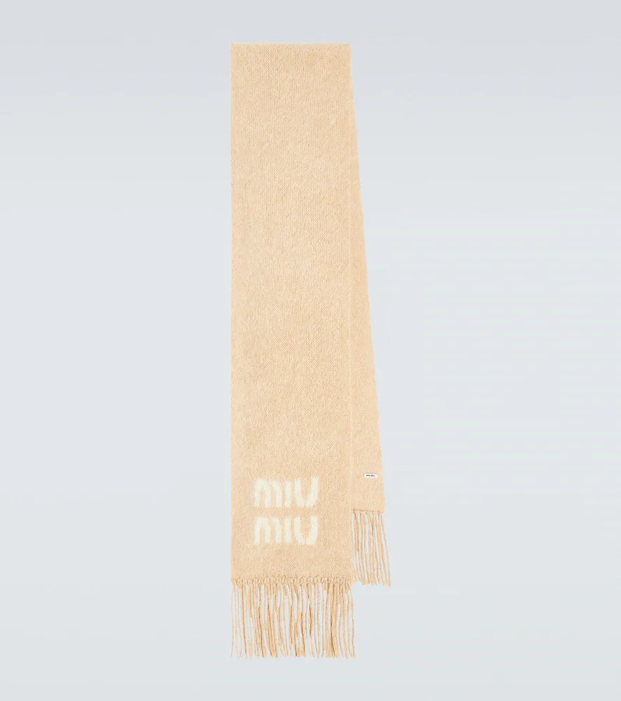 Écharpe en mohair et laine mélangés à logo