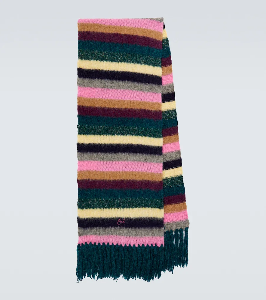 Écharpe rayée en laine d'alpaga et mohair