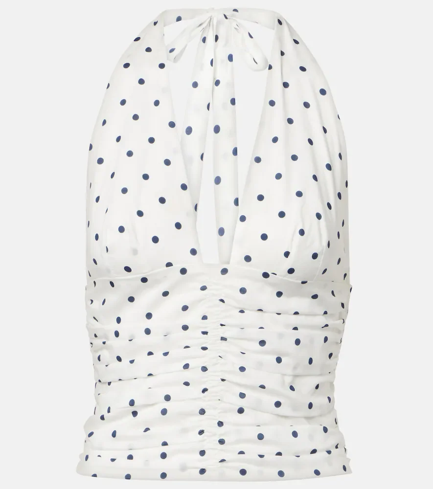 Edie polka-dot halterneck top