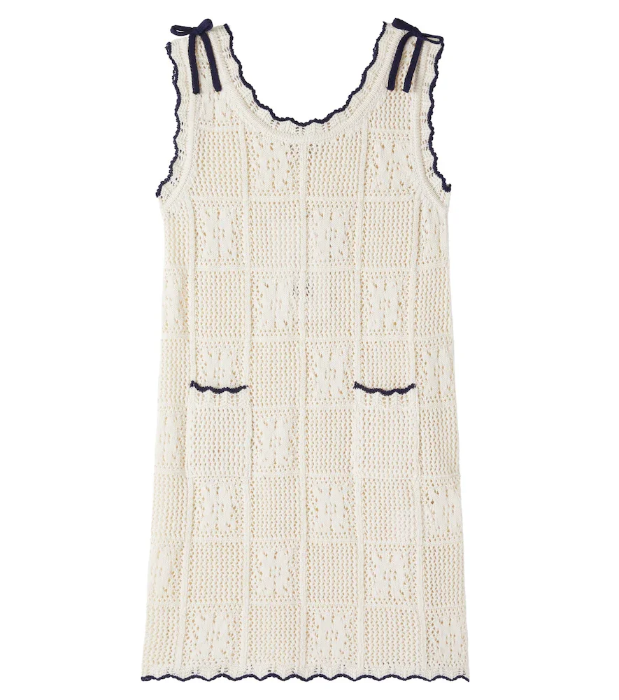 Elina bow-detail crochet cotton dress