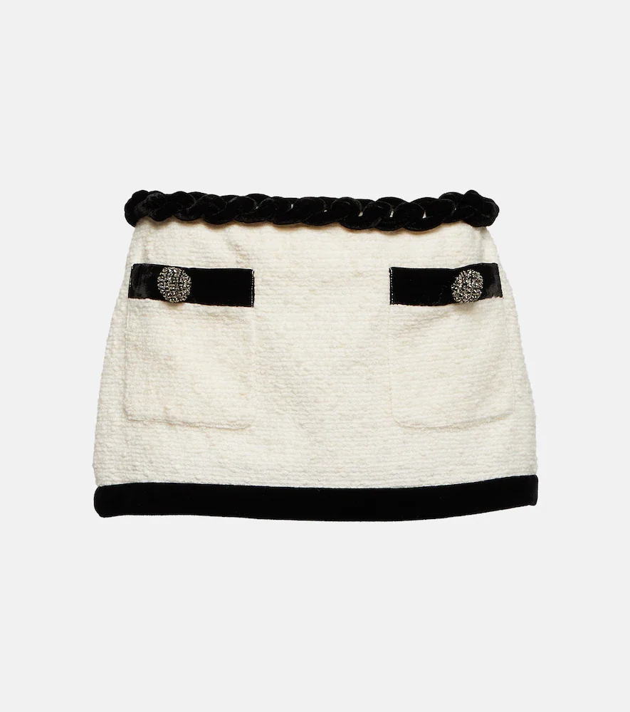 Embellished boucle miniskirt