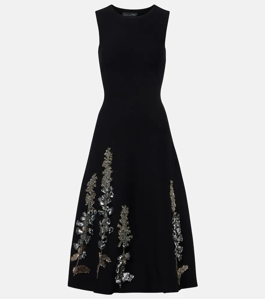 Embellished jacquard midi dress