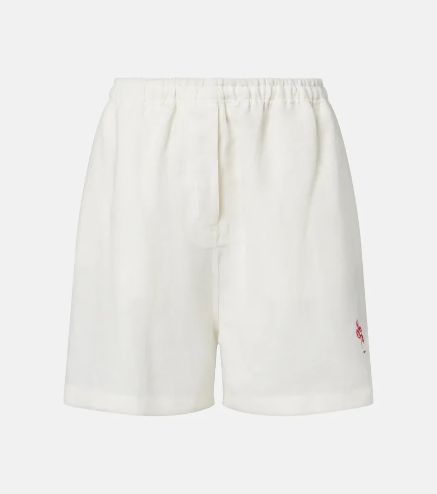 Embroidered linen shorts