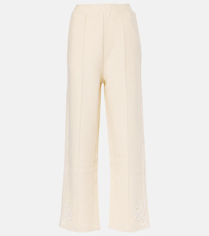 Embroidered wool and cotton-blend sweatpants