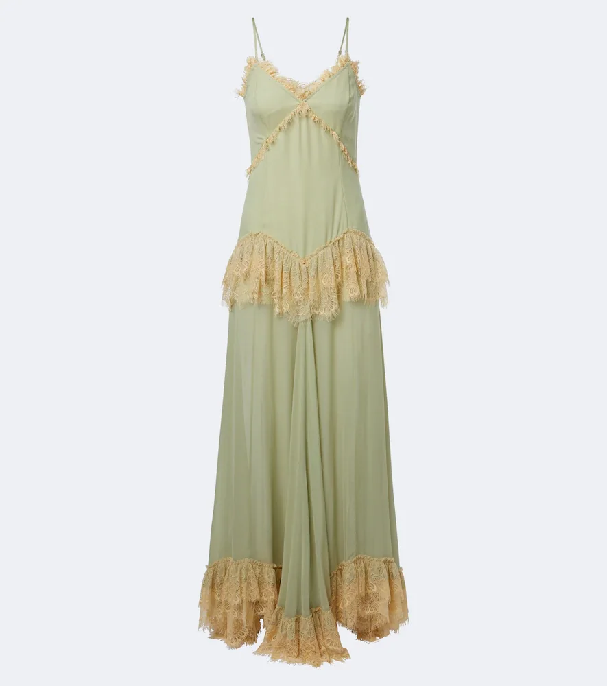 Estela lace-trimmed georgette maxi dress