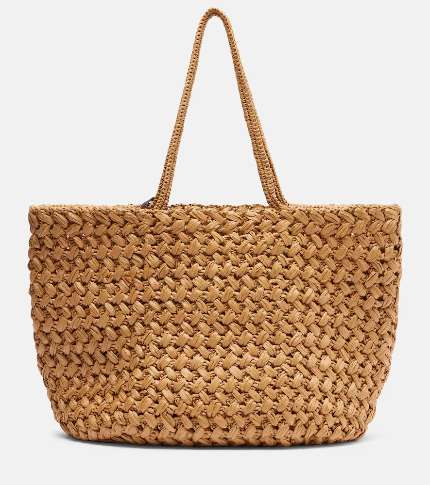 Estelle Two Large raffia-effect tote bag