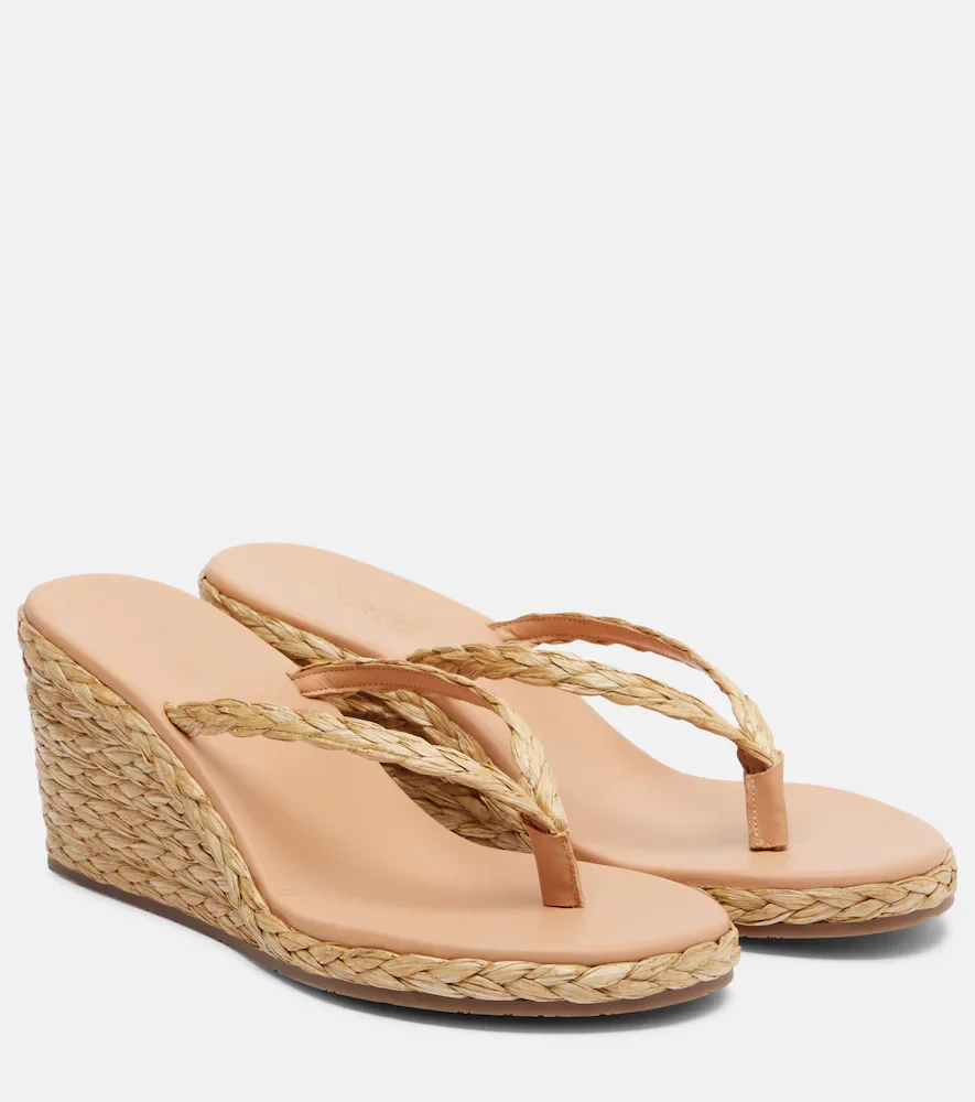 Etheria raffia wedge thong sandals