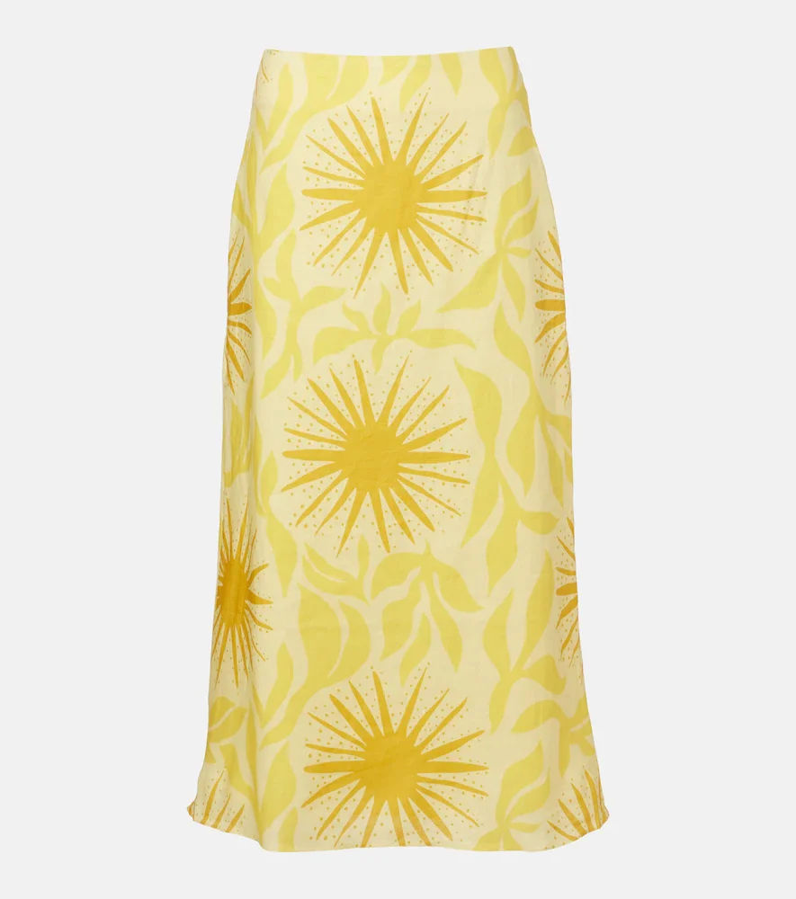 Fabiana printed linen midi skirt