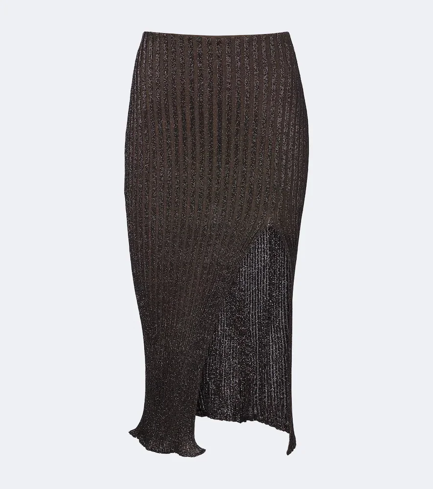 Falda midi de lamé a rayas