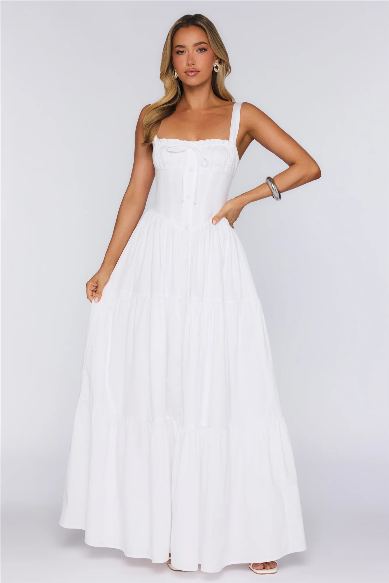 Fashion Snap Maxi Dress White