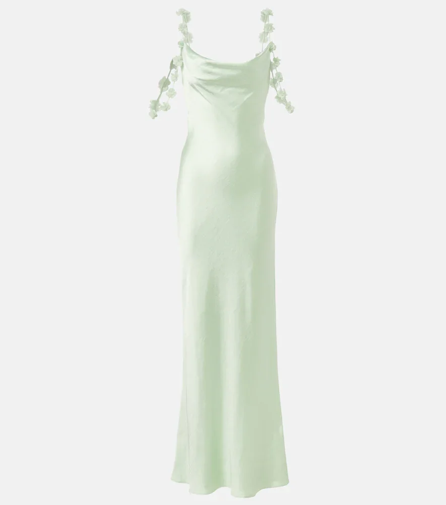 Floral-appliquà satin gown