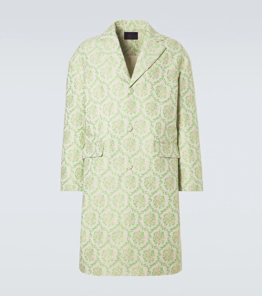 Floral cotton-blend jacquard coat