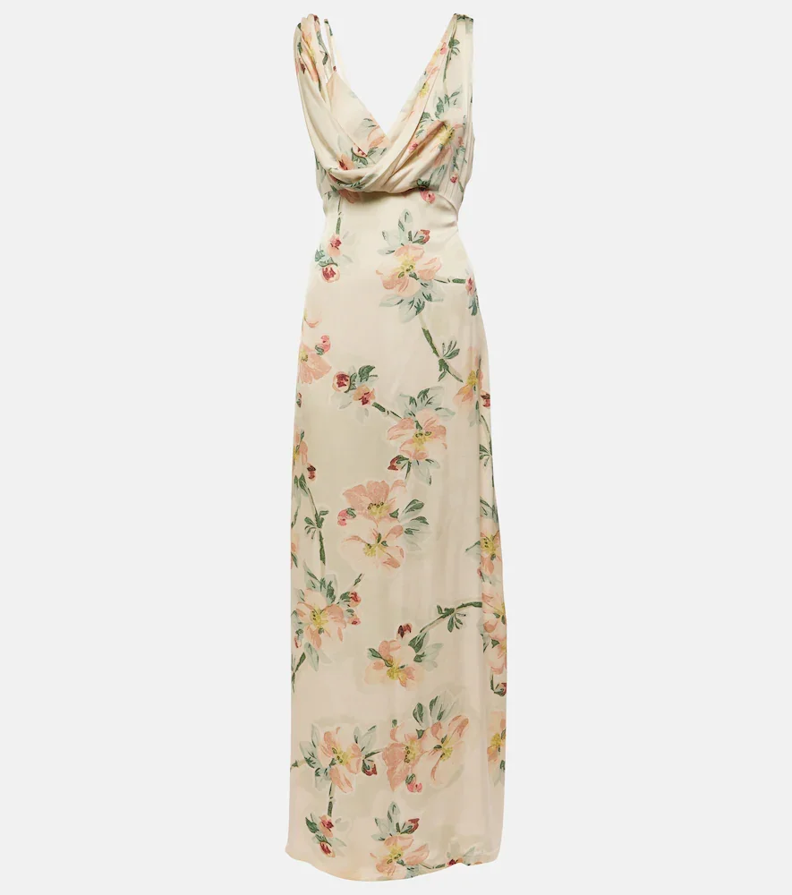 Floral draped maxi dress