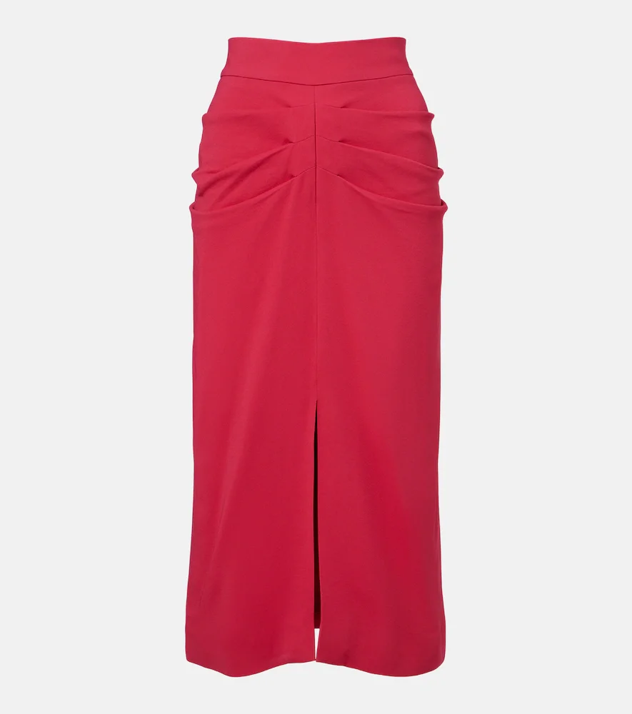Gathered crêpe pencil skirt