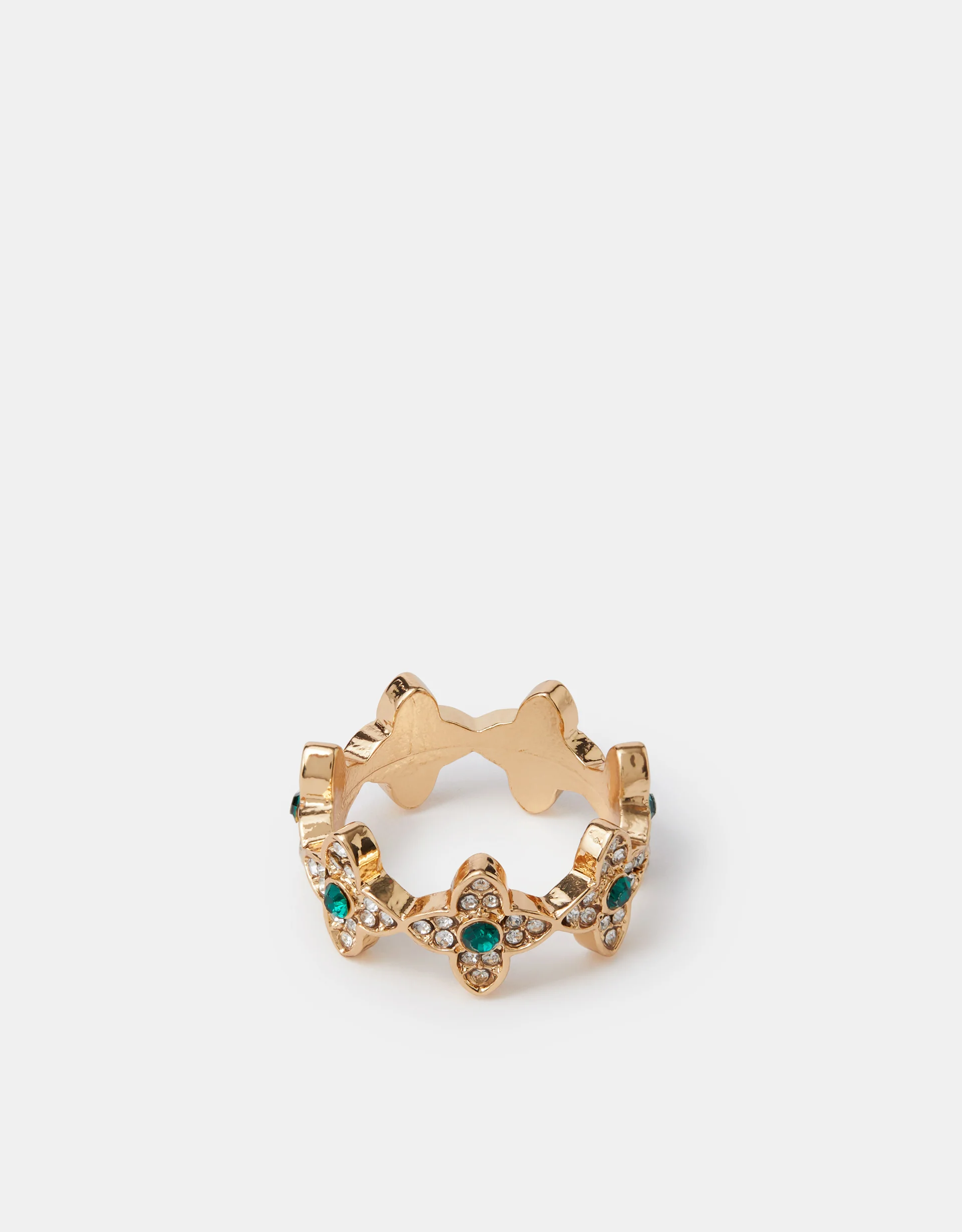 Gemstone Clover Ring Green, Size M