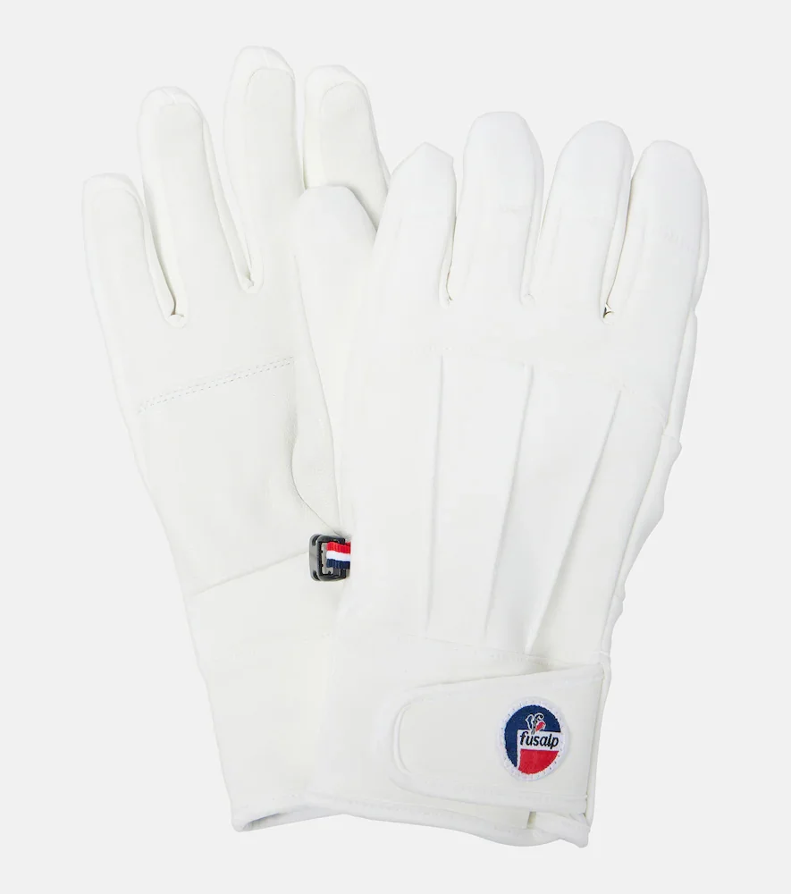 Glacier leather-trimmed ski gloves
