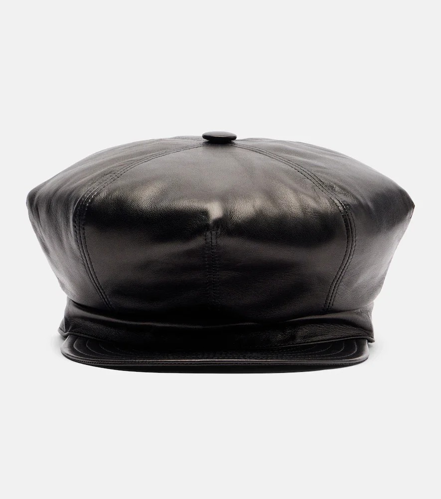 Gorra newsboy de piel