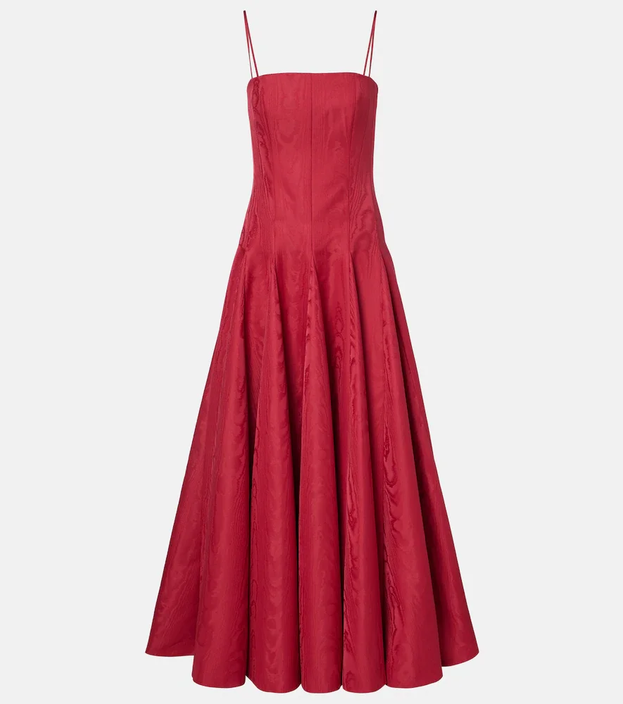 Gracia pleated moirà mikado bustier dress