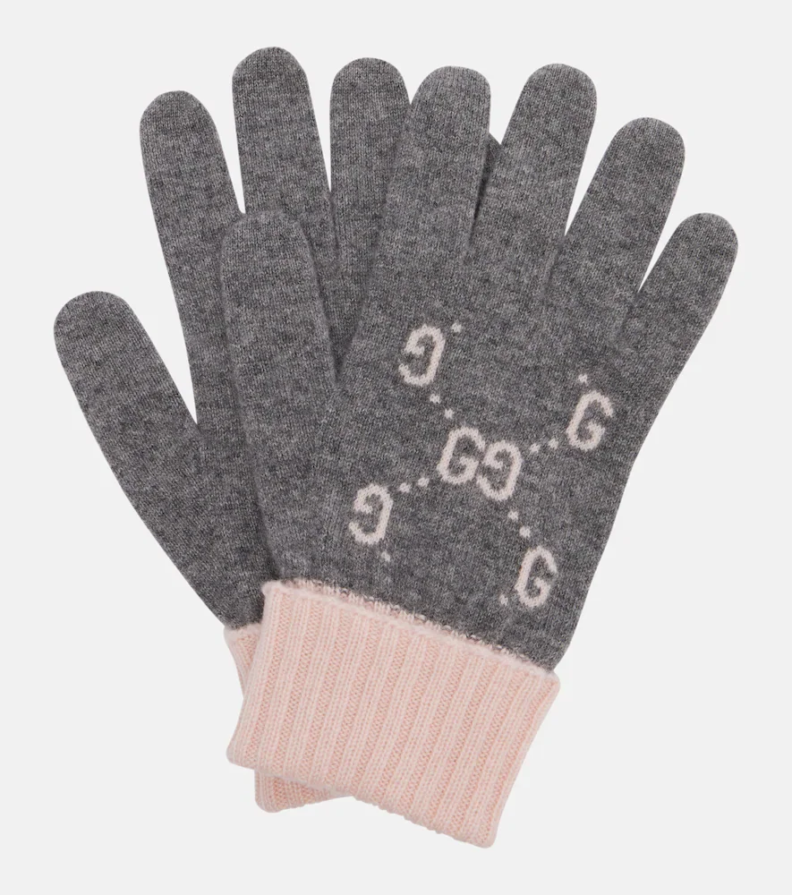 Guantes de jacquard de cachemir con GG
