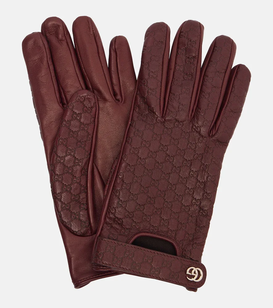 Guantes de piel con GG