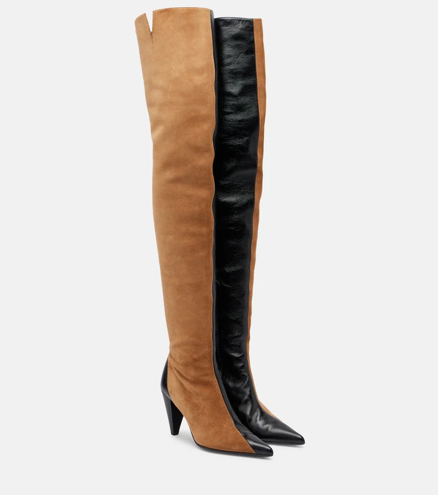 Harvey leather and suede over-the-knee boots