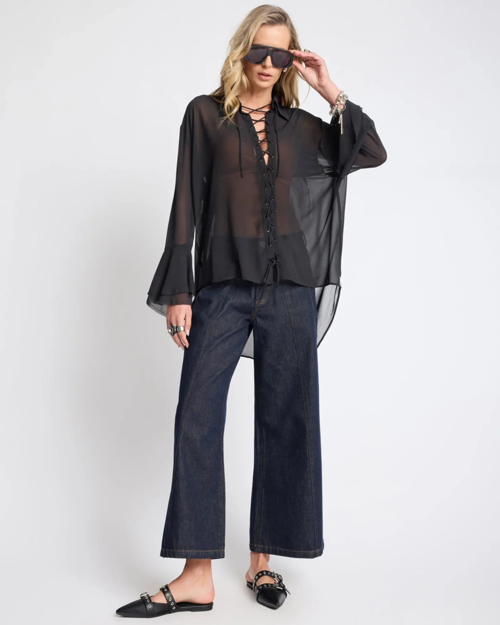 Hayden Mid Waist Wide Leg Cropped Denim Jeans Denim Jeans - Haydens Raw Indigo Size 23 One Teaspoon