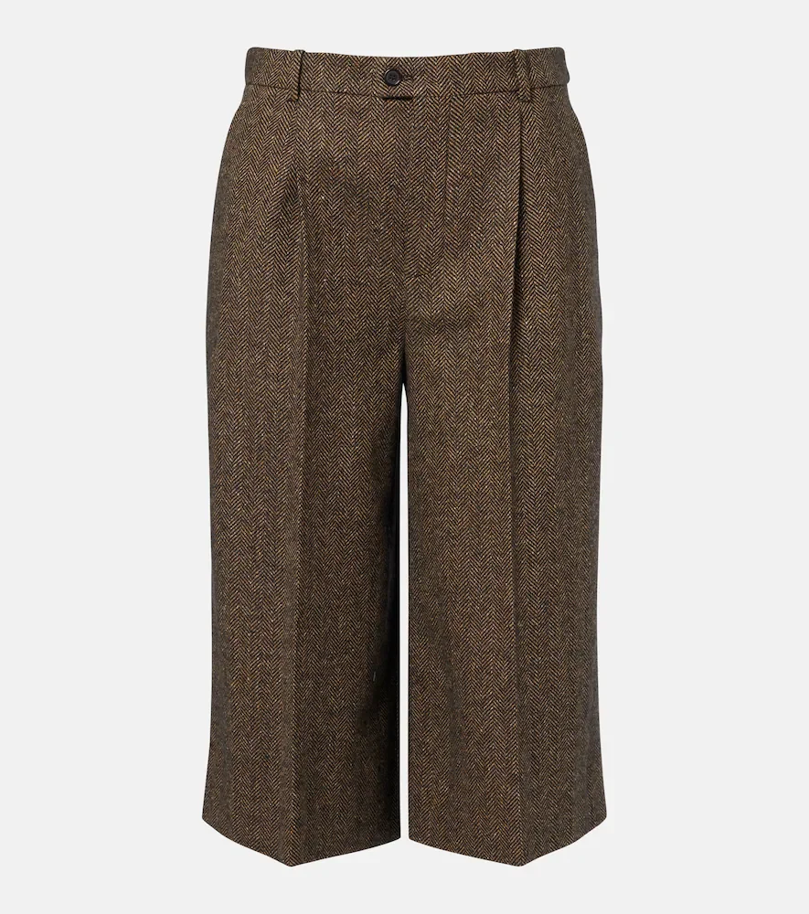 Herringbone wool-blend Bermuda shorts