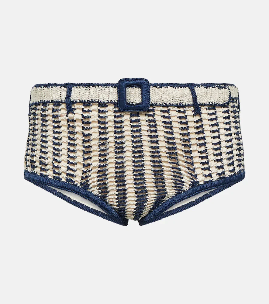 High-rise crochet cotton bikini bottoms