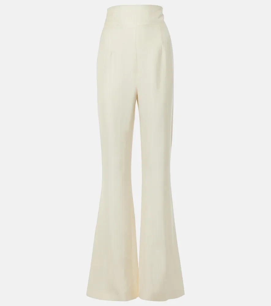 High-rise satin flared pants