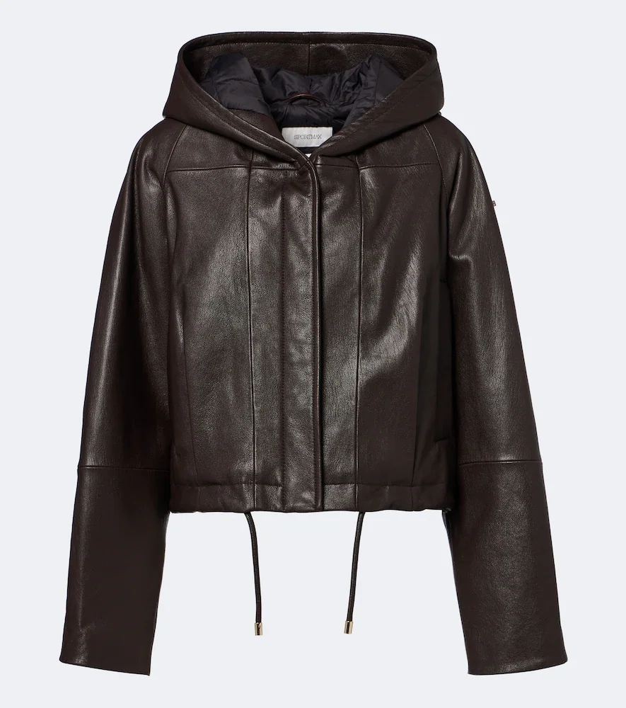 Hooded leather jacket