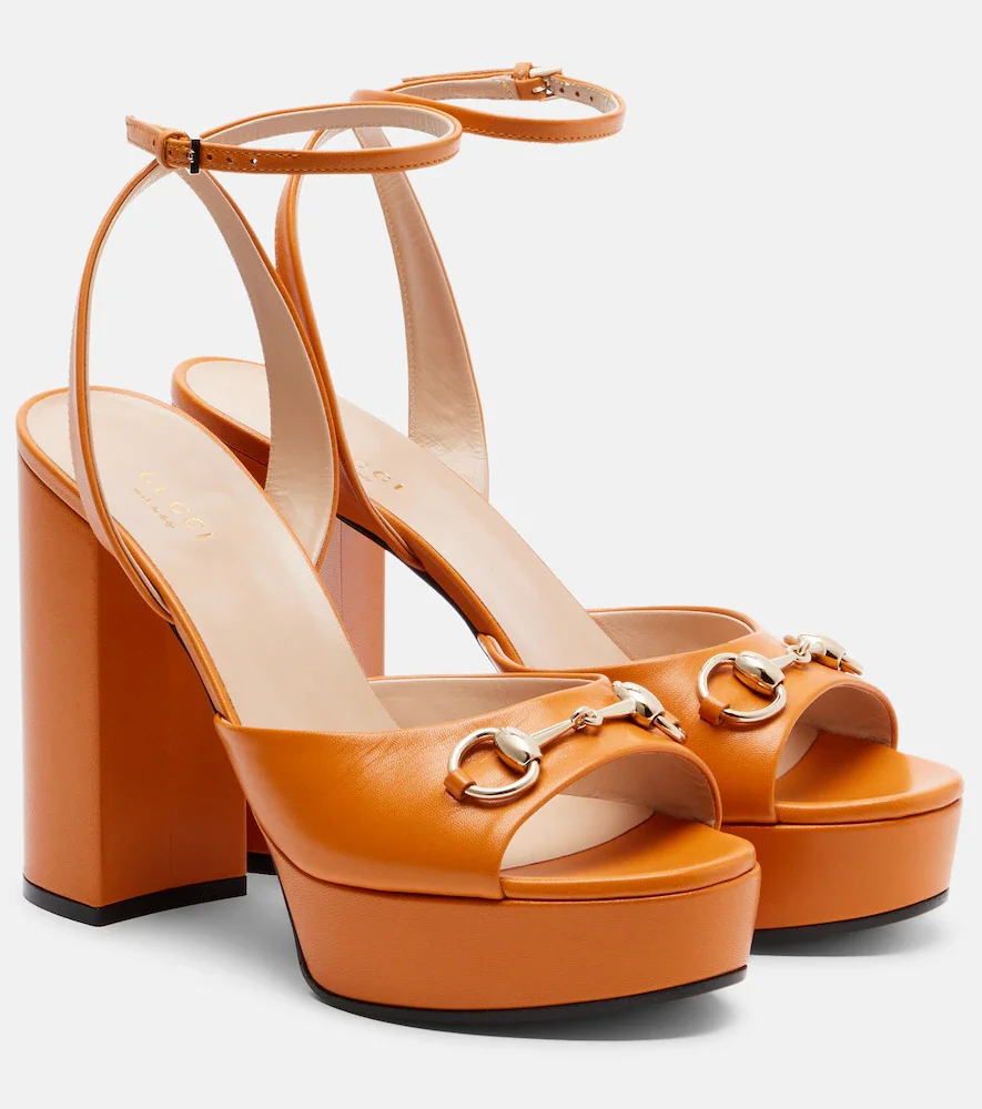 Horsebit leather platform sandals