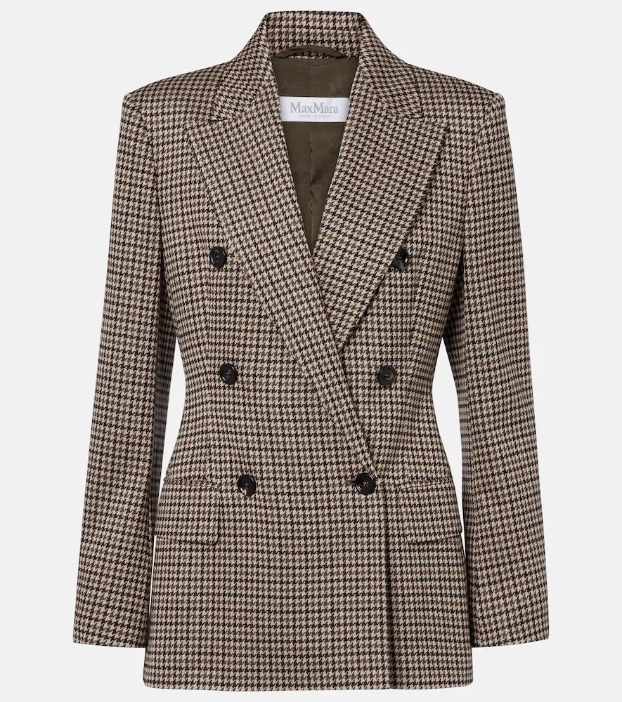 Houndstooth double-breasted blazer