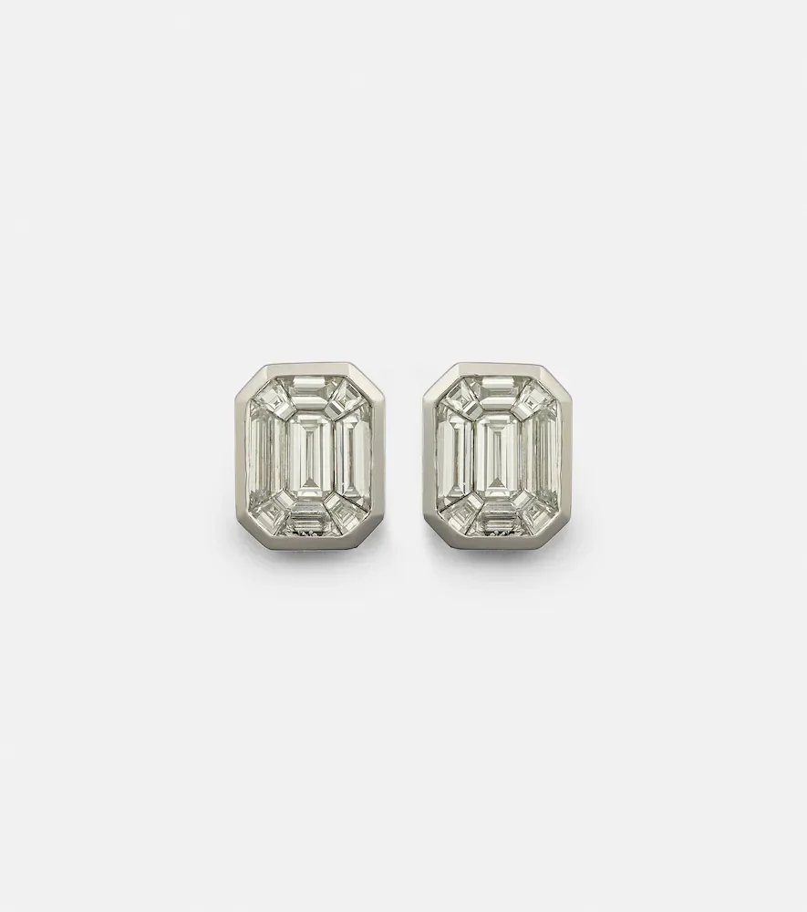 Illusion 18kt white gold earrings with diamonds