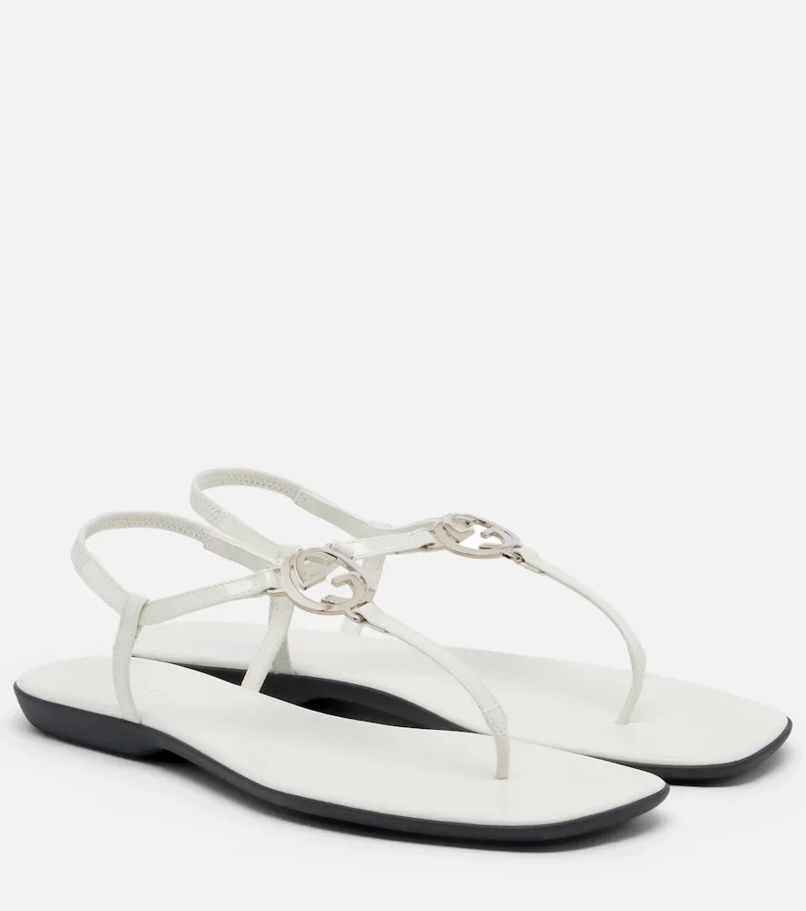 Interlocking G leather patent thong sandals