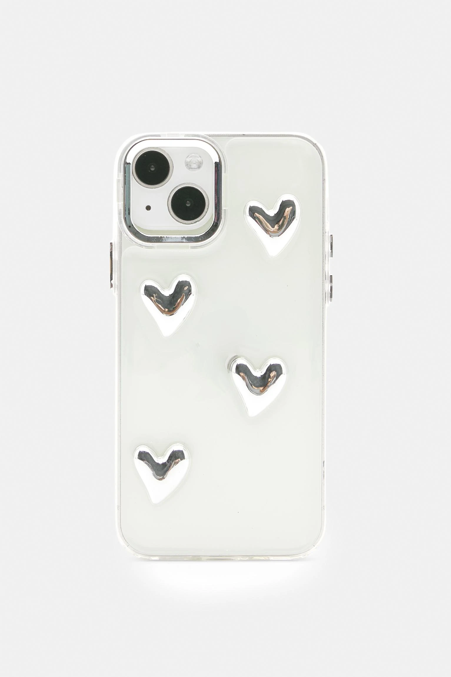 Iphone Case With Heart Details ilver