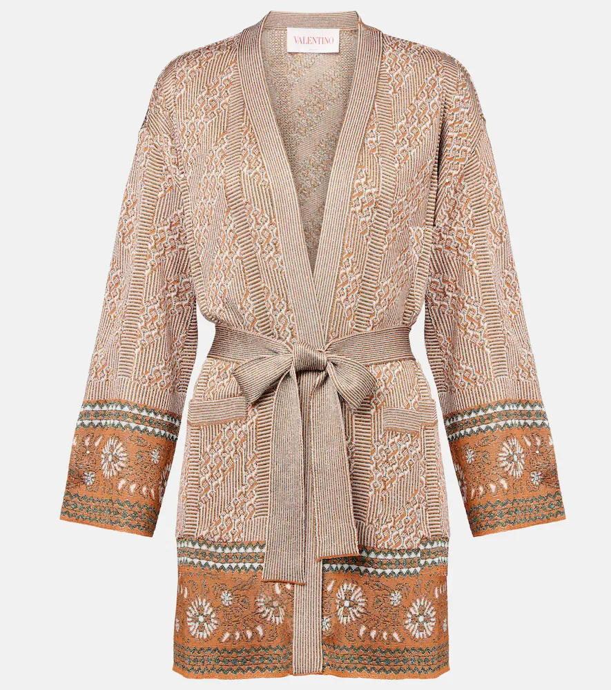 Jacquard lamà wrap cardigan