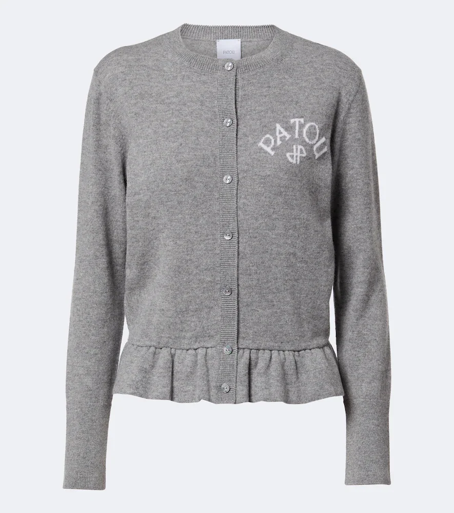 Jacquard logo wool and cashmere cardigan