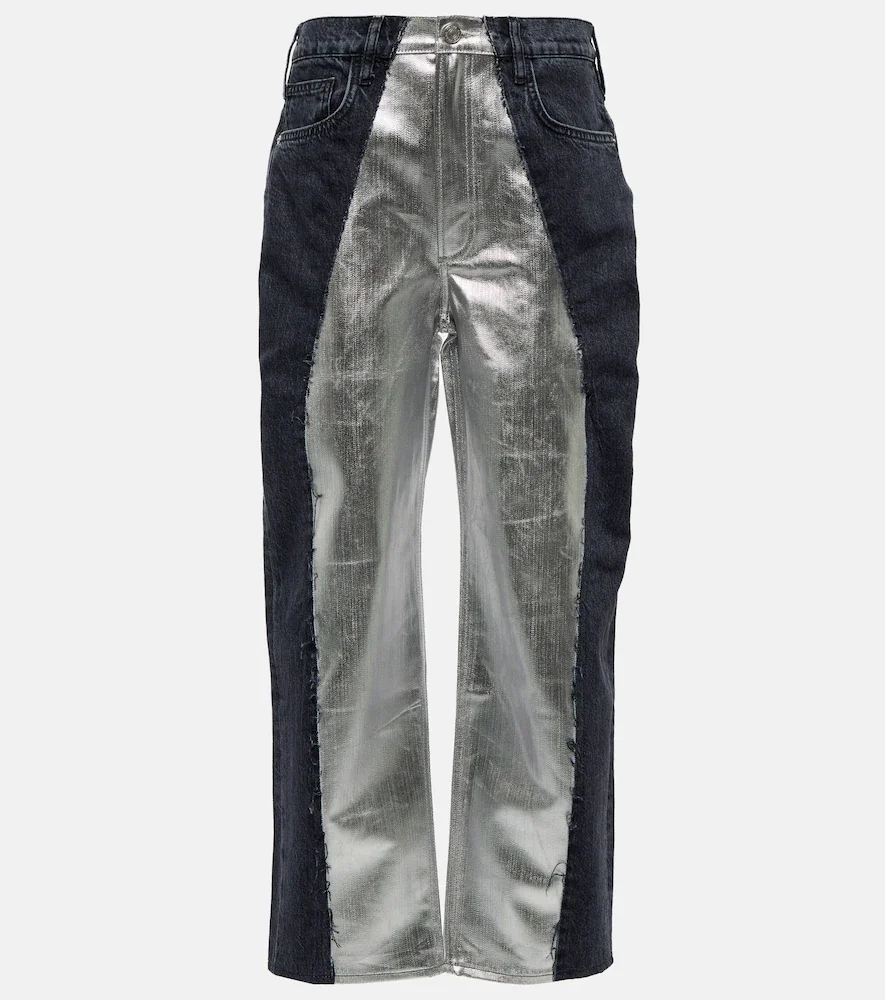 Jean droit Pieced à taille mi-haute