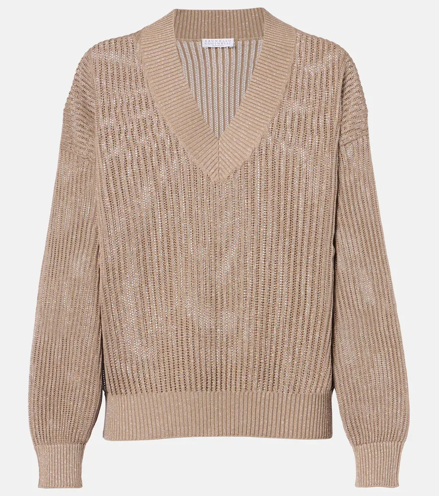 Jersey de lamé en mezcla de algodón