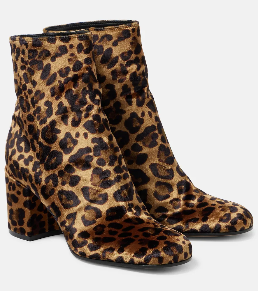 Joelle 70 leopard-print velvet ankle boots