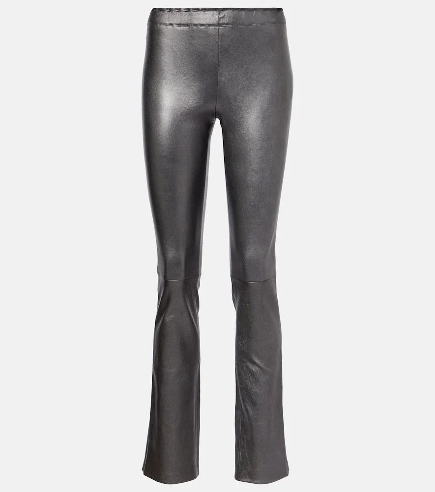 JP Long leather flared pants