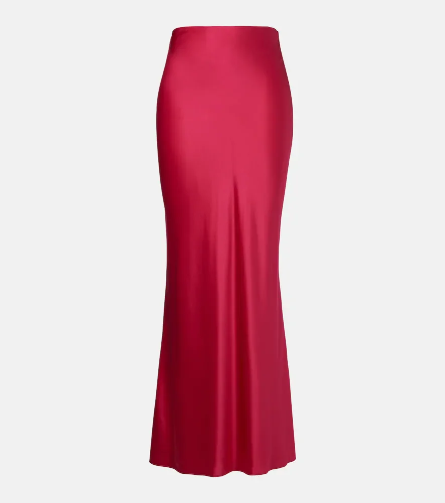 Jupe longue Bias en satin de soie