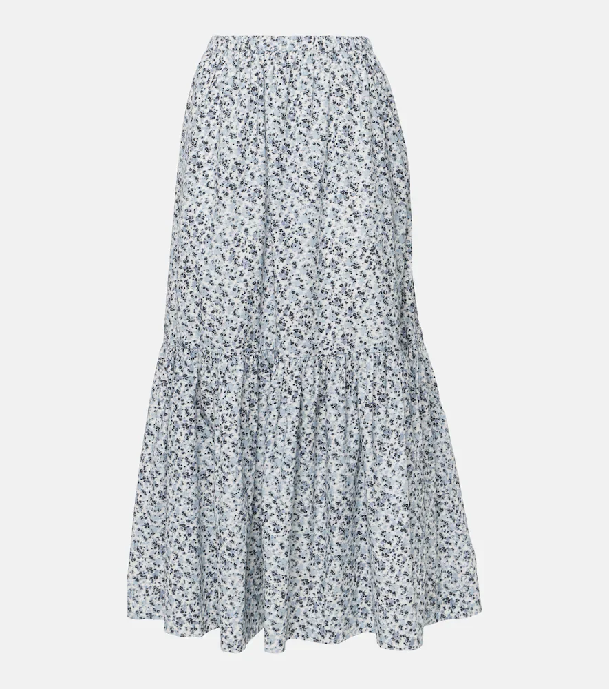 Jupe longue en coton à fleurs