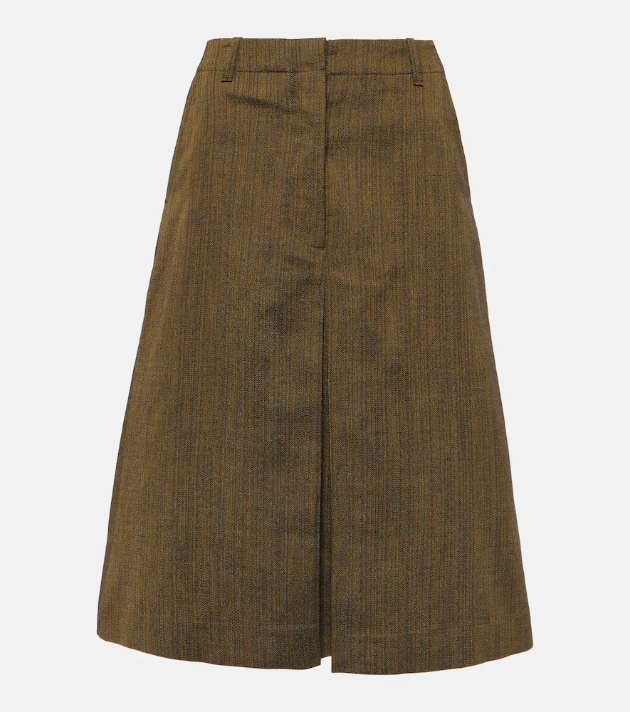 Jupe midi en coton et soie mélangés