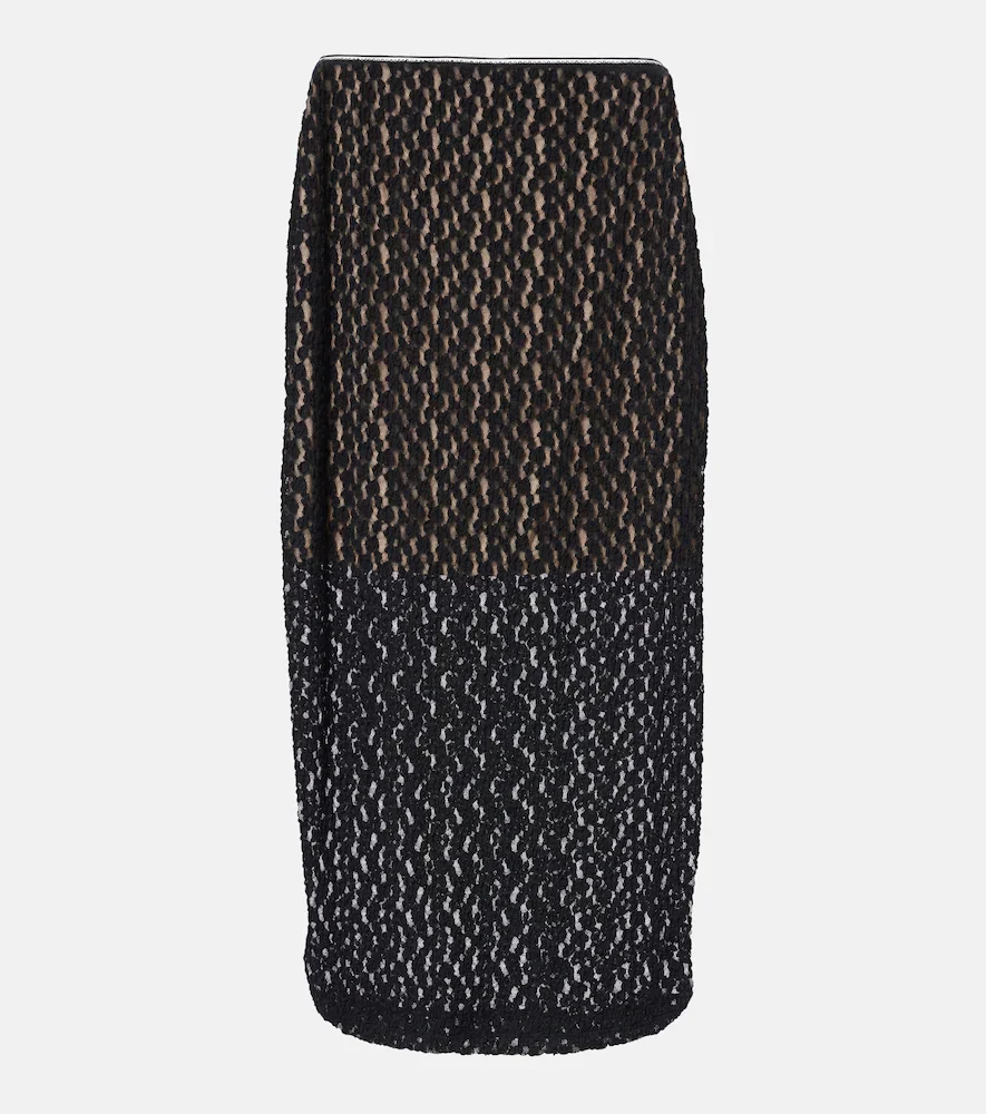 Jupe midi en dentelle à fleurs