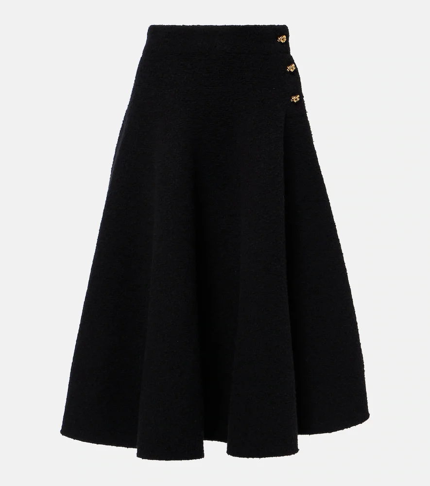 Jupe midi en laine